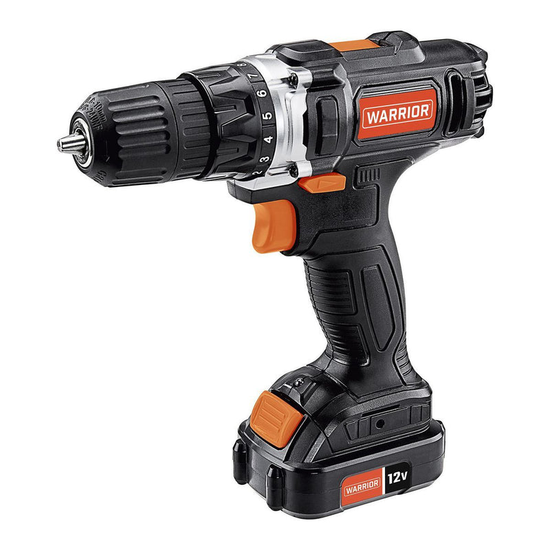 WARRIOR 57366 Taladro inalámbrico de 12V y 3/8 pulgadas con batería y cargador