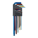 ICON Juego de llaves hexagonales SAE en forma de L con punta esférica y codificadas por color, 13 piezas.