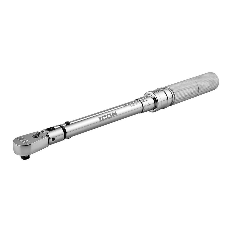 ICON 58953 Torque de clic con cabeza flexible profesional de 3/8 pulgadas y un rango de 5 a 75 libras-pie.