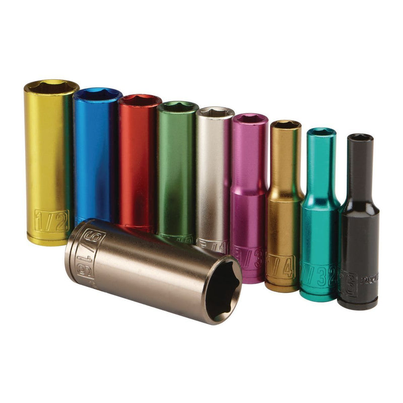 67865 Juego de Dados Largos SAE Codificados por Color de 1/4", 10 Piezas – PITTSBURGH PRO
