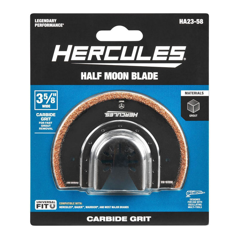 HERCULES 70201 Cuchilla en Forma de Media Luna con Grano de Carburo de 3-5/8 in. para Herramientas Múltiples Oscilantes