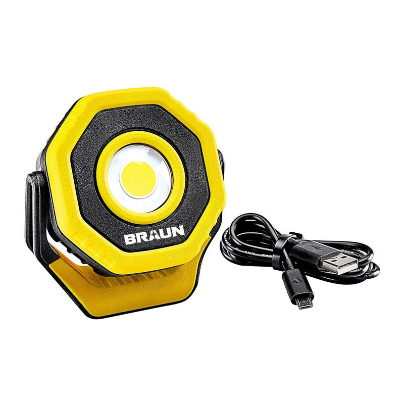 BRAUN 57187 Reflector LED Magnético Ultracompacto Recargable De 750 Lúmenes, Amarillo