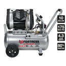 FORTRESS 57328 Compresor De Aire Horizontal Ultra Silencioso Para Taller / Automóvil De 10 Galones y 175 PSI