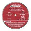 BAUER 57553 Disco/Hoja De Sierra De Diamante De Corte Húmedo De Borde Continuo, 10 pulg.