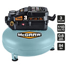 MCGRAW 57567 Compresor De Aire Tipo Hamburguesa Libre De Aceite De 3 Galones, 1/3 HP, 110 PSI