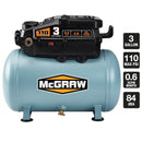 MCGRAW 57572 Compresor De Aire Sin Aceite De 3 Galones, 1/3 HP, 110 PSI