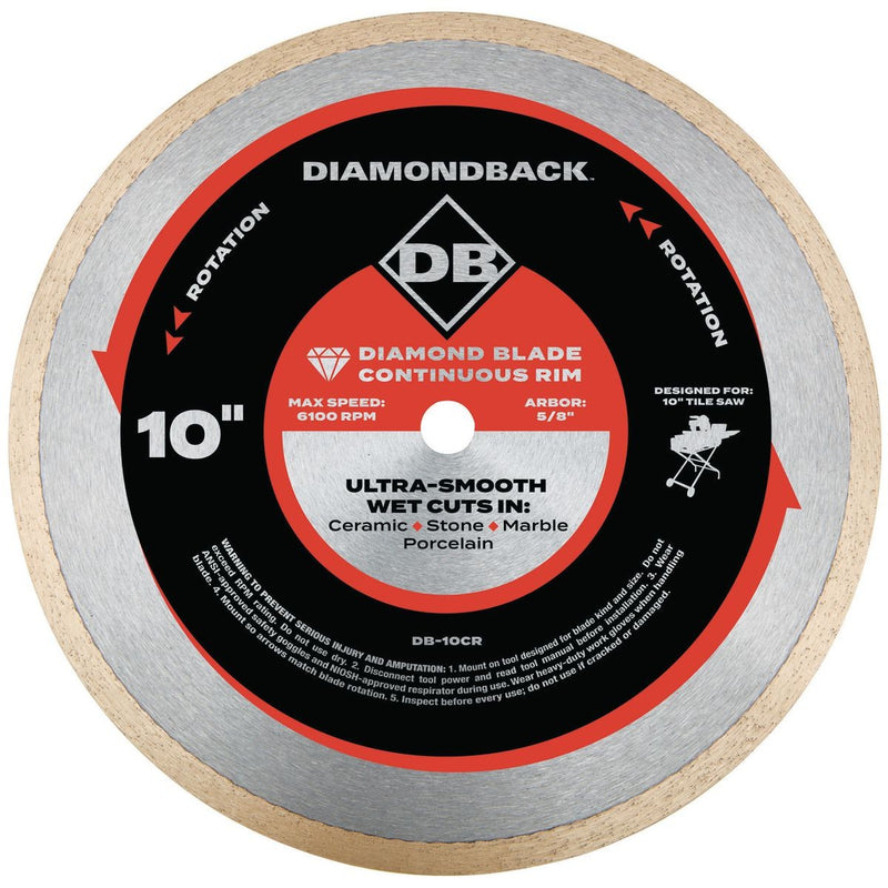 DIAMONDBACK 64026 Disco De Diamante De Corte Húmedo Con Borde Continuo, 10 pulg.