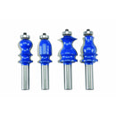 WARRIOR 92498 Juego De Brocas De Fresado Para Molduras Frontales Con Punta De Carburo, 4 piezas